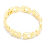 Wholesale open Link Stretch Bracelet rectangular chain links brushed metal finis