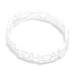 Wholesale open Link Stretch Bracelet rectangular chain links brushed metal finis