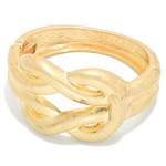 Wholesale knot Hinged Bangle Bracelet sculptural knotted brushed band hinged ope