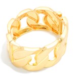 Wholesale chunky Curb Link Stretch Bracelet flat links soft brushed finish strun