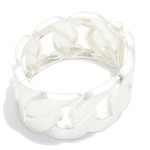 Wholesale chunky Curb Link Stretch Bracelet flat links soft brushed finish strun
