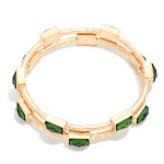 Wholesale framed Stone Station Bangle Bracelet polished square stones set along