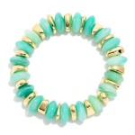 Wholesale beaded Stretch Bracelet stacked chunky rondelle beads polished metal s