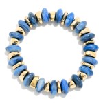 Wholesale beaded Stretch Bracelet stacked chunky rondelle beads polished metal s
