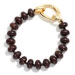 Wholesale rondelle Bead Bracelet oversized statement clasp strung smooth glossy