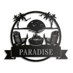 Wholesale paradise Coastal Beach Metal Wall Art Gauge Powder Steel Weather Proo