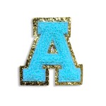 Wholesale chenille Gold Glitter English Letter Initial Patch Iron Sew