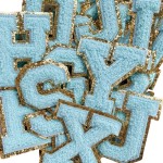 Wholesale chenille Gold Glitter English Letter Initial Patch Iron Sew