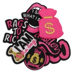 Wholesale embroidered Money Bag Patch L Iron Sew Application