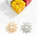 Wholesale metal Christmas Snowflake Brooch Pin Pearls D Gold Dipped