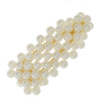 Wholesale gold snap closure hair barrette faux pearl accents