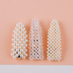 Wholesale gold snap closure hair barrette faux pearl accents