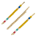 Wholesale hair pin set three hair pins color block beaded details