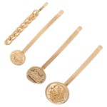 Wholesale ancient Greek Coin Hair Pin Set Worn Gold pcs set L