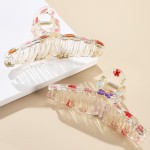 Wholesale criss Cross Resin Hair Claw Pressed Flowers Long