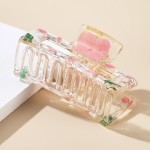 Wholesale resin Hair Claw Pressed Flowers Long