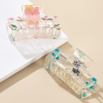 Wholesale resin Hair Claw Pressed Flowers Long