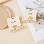 Wholesale gold Pearl Braided Metal Hairclip L