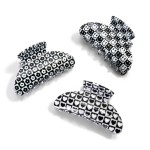 Wholesale black White Checkered Claw Hair Clip L