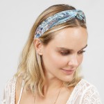Wholesale paisley Print Headband Top Knot Detail One Fits Most Plastic Polyester