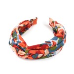 Wholesale floral Headband Top Knot Detail One Fits Most Plastic Polyester
