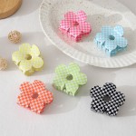 Wholesale plaid Printed Flower Claw Hair Clip L