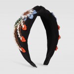 Wholesale statement Knotted Headband Stitched Rhinestone Studded Flowers One Fit