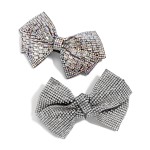 Wholesale circular Rhinestone Studded Barrette Bow W T