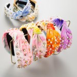 Wholesale rhinestone Pearl Studded Tie Dye Headband Top Knot One Fits Most