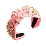 Wholesale rhinestone Studded Headband Top Knot Detail One Fits Most