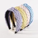 Knotted Headband With Embroidered Speckle Dots

- One Size Fits Most