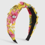 Floral Printed Top Knot Headband with Rhinestone Details

- One Size Fits Most 
