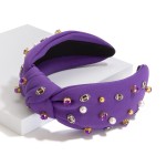 Wholesale game Day Statement Top Knot Headband Pearl Rhinestone Accents One