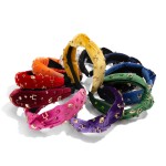 Wholesale velvet Wrapped Gameday Headband Football Gamepost Rhinestone Studded D