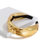 Wholesale shiny Faux Leather Top Knot Headband One Fits Most