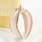 Wholesale felt Top Knot Headband Rhinestone Trim One Fits Most