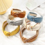 Wholesale felt Top Knot Headband Rhinestone Trim One Fits Most