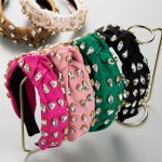 Top Knot Headband With Rhinestone Details 

- One Size Fits Most