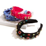 Wholesale statement Top Knot Headband Rhinestones One Fits Most