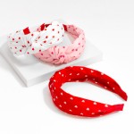 Wholesale knotted Heart Print Headband One Fits Most