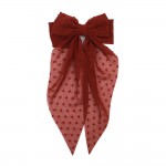 Handmade Clip-In Hair Bow With Embroidered Dot Details 

- Approximately 15" L