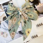 Wholesale ribbed Clip Hair Bow Pearl Details L