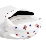 Wholesale satin Headband Top Knot Americana Charms One Fits Most