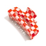 Wholesale hollow Checker Print Acetate Claw Hair Clip L
