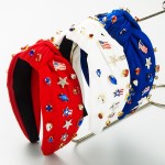 Wholesale americana Knotted Headband Rhinestones Enamel American Flags One Fits