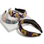 Wholesale woven Flower Pattern Knotted Headband One Fits Most