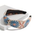 Wholesale woven Flower Pattern Knotted Headband One Fits Most