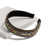 Wholesale woven Headband Sequin Border Glitter Striping Detail One Fits Most