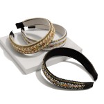 Wholesale woven Headband Sequin Border Glitter Striping Detail One Fits Most