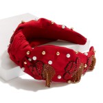 Wholesale beaded Knotted Headband Seed Bead Cowboy Hat Rhinestone Fringe Detail